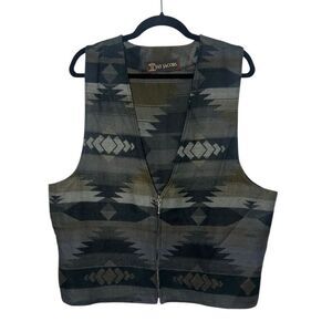 Jay Jacobs Men’s Large Southwestern Aztec Sweater Vest Zip Up Vintage